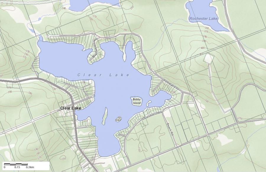 Topographical Map of Clear Lake in Municipality of Perry and the District of Parry Sound